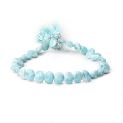 7.5x6-9x7mm Larimar Faceted Oval Beads 8 inch 27 pieces
