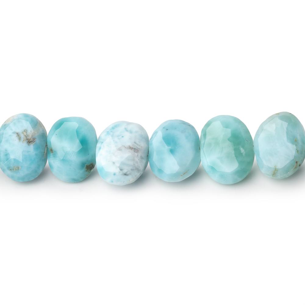 7.5x6-9x7mm Larimar Faceted Oval Beads 8 inch 27 pieces