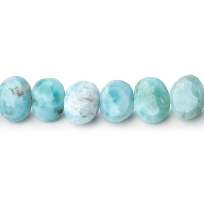 7.5x6-9x7mm Larimar Faceted Oval Beads 8 inch 27 pieces