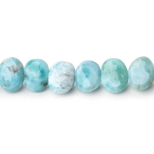 7.5x6-9x7mm Larimar Faceted Oval Beads 8 inch 27 pieces