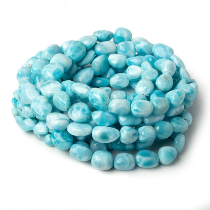 7.5x6.5-15x13.5mm Larimar plain nugget beads 18 inch 43 pieces AAA