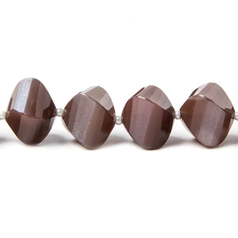 7.5x7.5-13.5x13.5mm Chocolate Moonstone faceted twists 16 inch 36 beads AAA