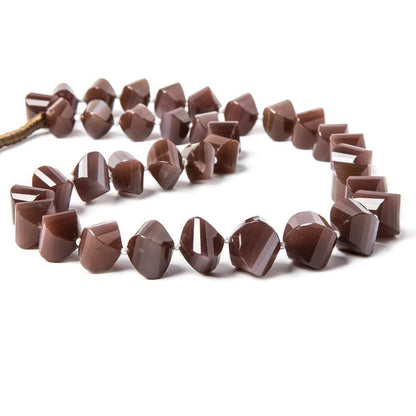7.5x7.5-13.5x13.5mm Chocolate Moonstone faceted twists 16 inch 36 beads AAA