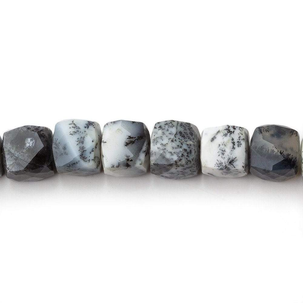 7.5x7.5-8x8mm Dendritic Opal faceted cube beads 8 inch 25 pieces AA