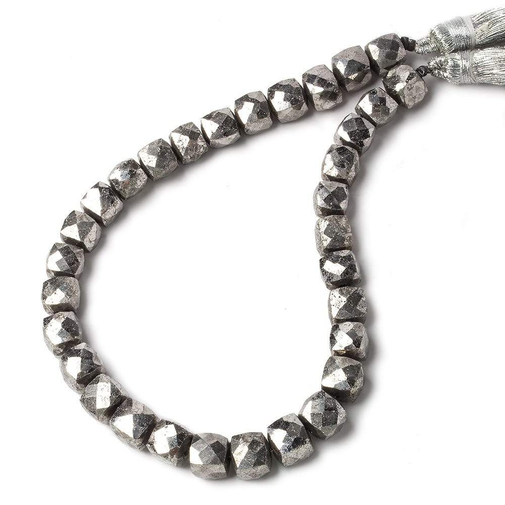 7x7mm Silver Pyrite Faceted Cubes 8 inch 27 pieces A