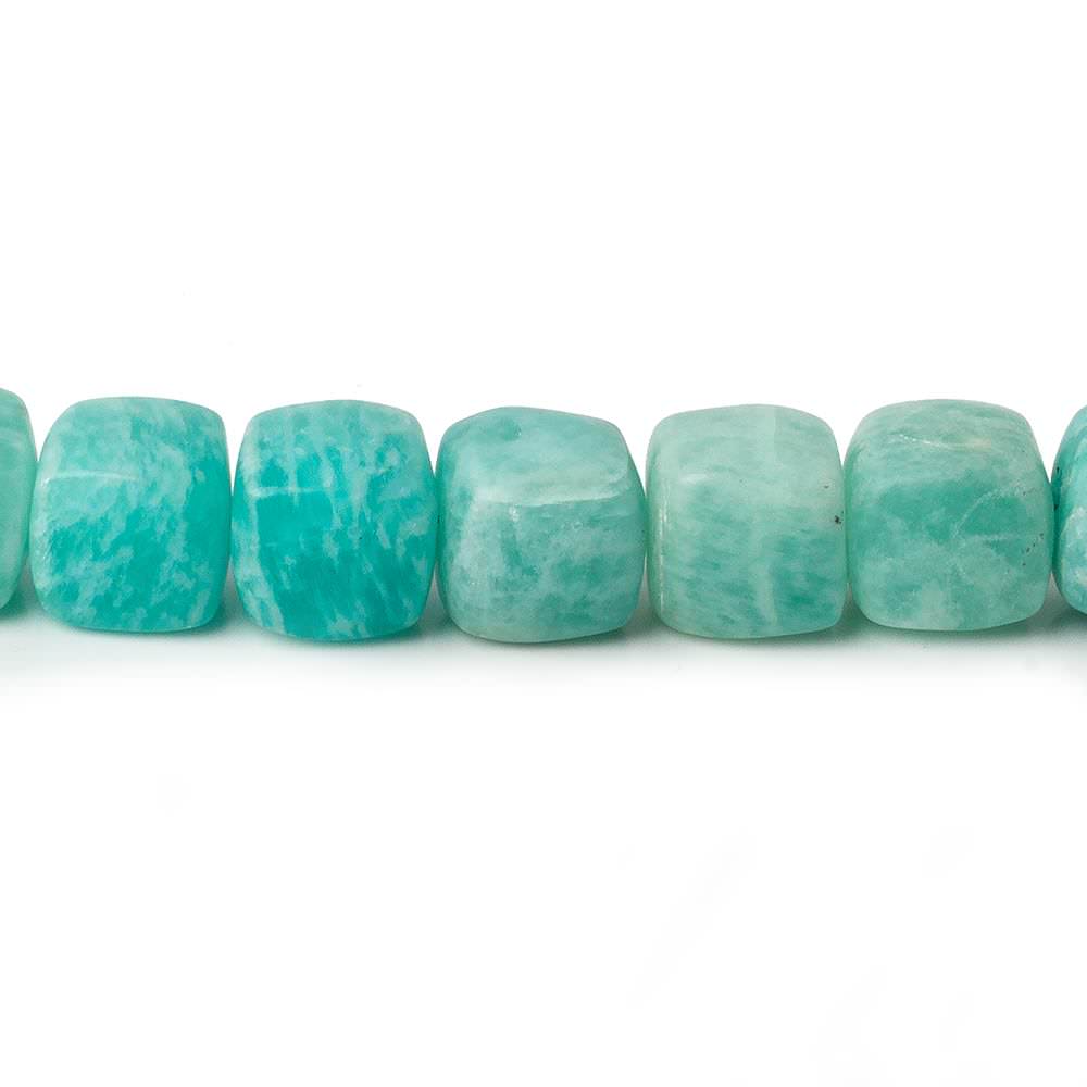 7-8mm Matte Amazonite plain cubes 7.5 inch 26 beads AA