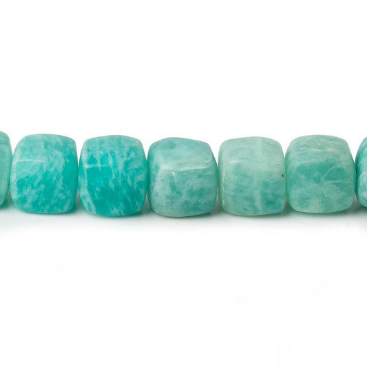 7-8mm Matte Amazonite plain cubes 7.5 inch 26 beads AA