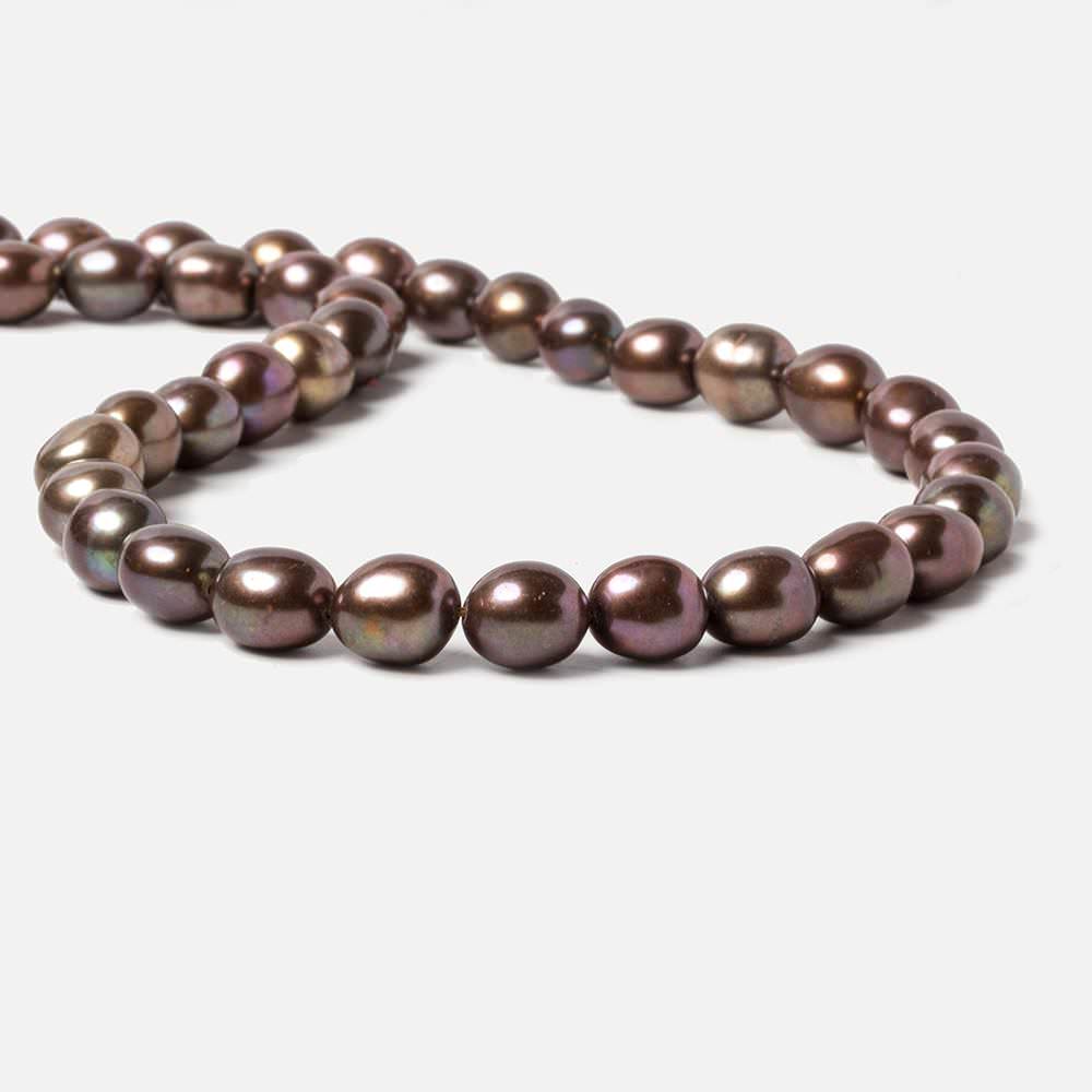 7.5x8-8.5x9.5mm Green Brown Straight Drill Baroque Freshwater Pearl 16 inch 44 pcs