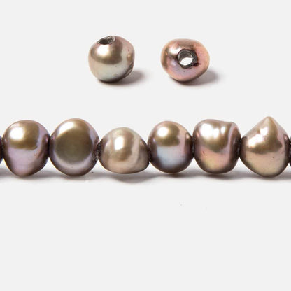 7.5x9-9.5x8.5mm Rose' Mocha Beige Baroque 2.5mm large hole Pearls 15 in. 49 pcs
