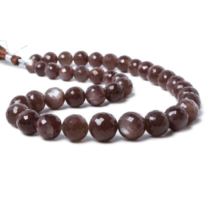 7.7-13.4mm Chocolate Moonstone faceted round beads 16 inch 39 pieces