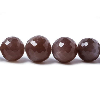 7.7-13.4mm Chocolate Moonstone faceted round beads 16 inch 39 pieces