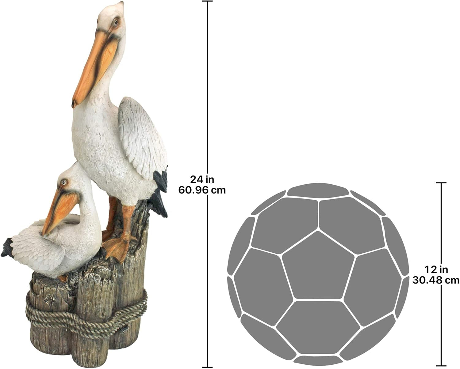 Stunning Coastal Pelican Garden Statue - 24" Tall Cast Stone Resin Decor for Your Outdoor Oasis