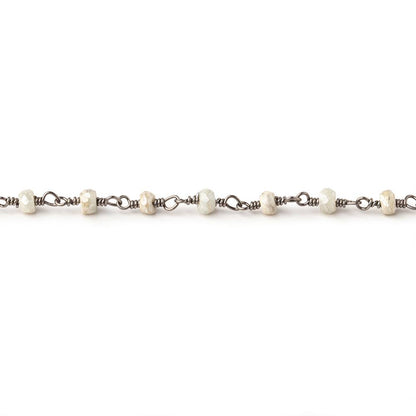 3mm Mystic Tan Sapphire faceted rondelles on Black Gold over .925 Chain