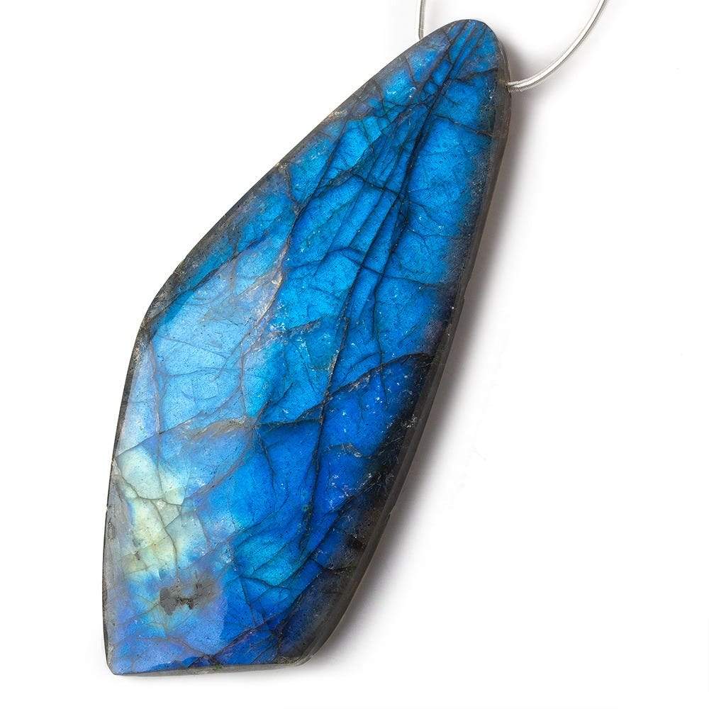 78x32x7mm Neon Blue Labradorite fancy shape focal bead 1 piece