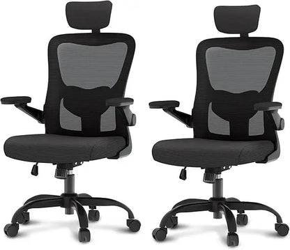 Ergonomic Office Chairs Mesh Computer Desk Chair with 3D Flip-Up Armrests Adjustable Headrest and Lumbar Support Comfy High Bac