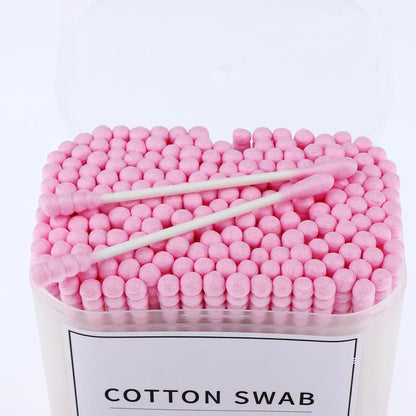 Wooden Cotton Swabs, Pack of 200, Double Tip, Pink Cotton Swabs