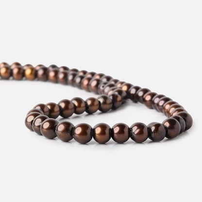 7mm - 8mm Chocolate Off Round Large Hole Pearls 2.5mm inside diameter, 15 inch, 30 pieces