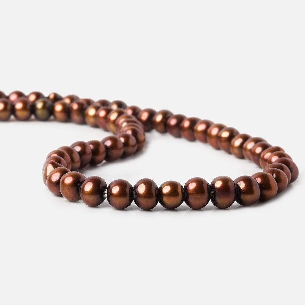 7mm - 8mm Nutmeg Brown Large Hole Off Round Pearl 2.5mm drill hole, 15 inch, 64 pieces