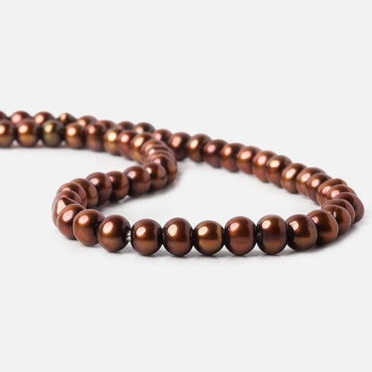 7mm - 8mm Nutmeg Brown Large Hole Off Round Pearl 2.5mm drill hole, 15 inch, 64 pieces