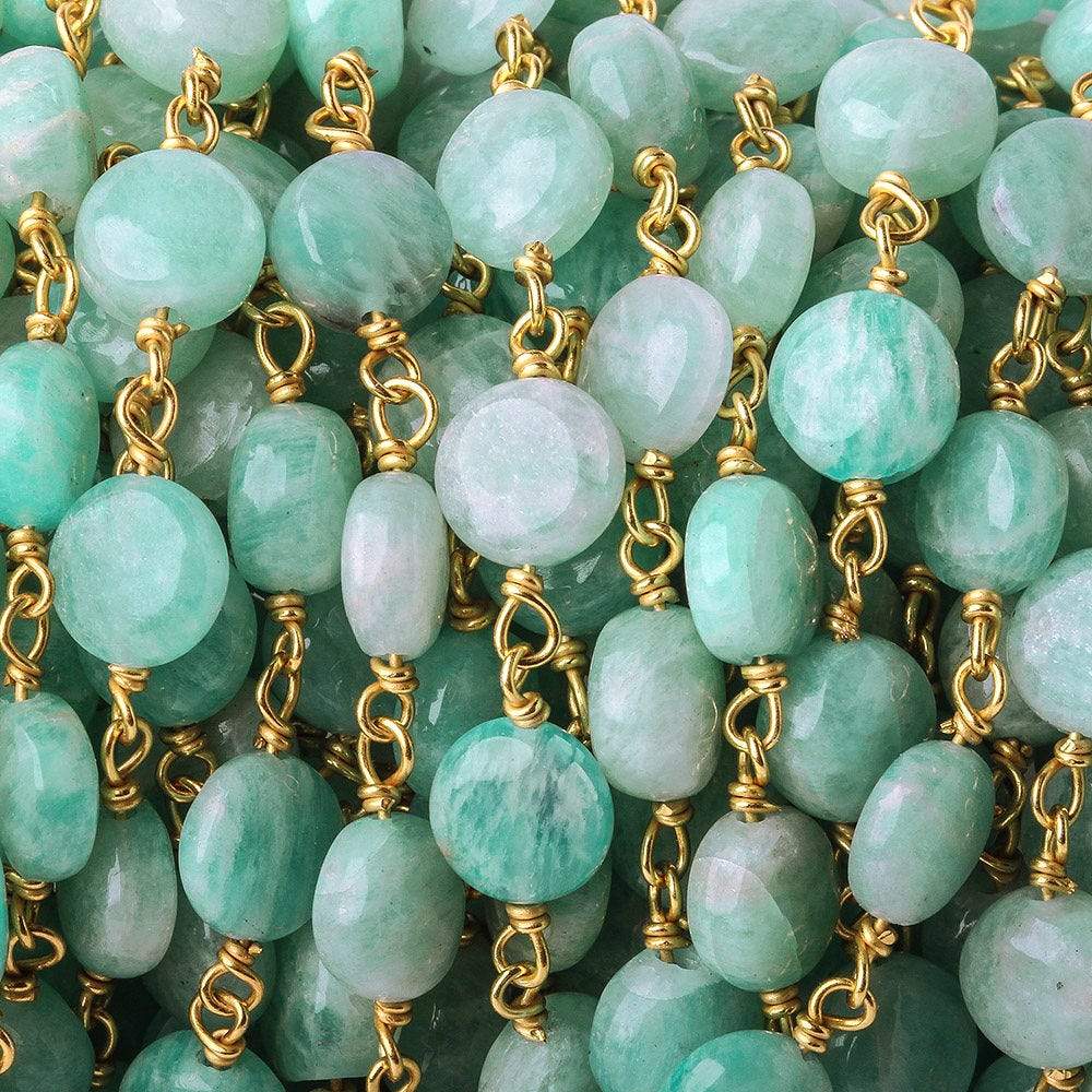 7mm Amazonite plain coin Vermeil Chain by the foot