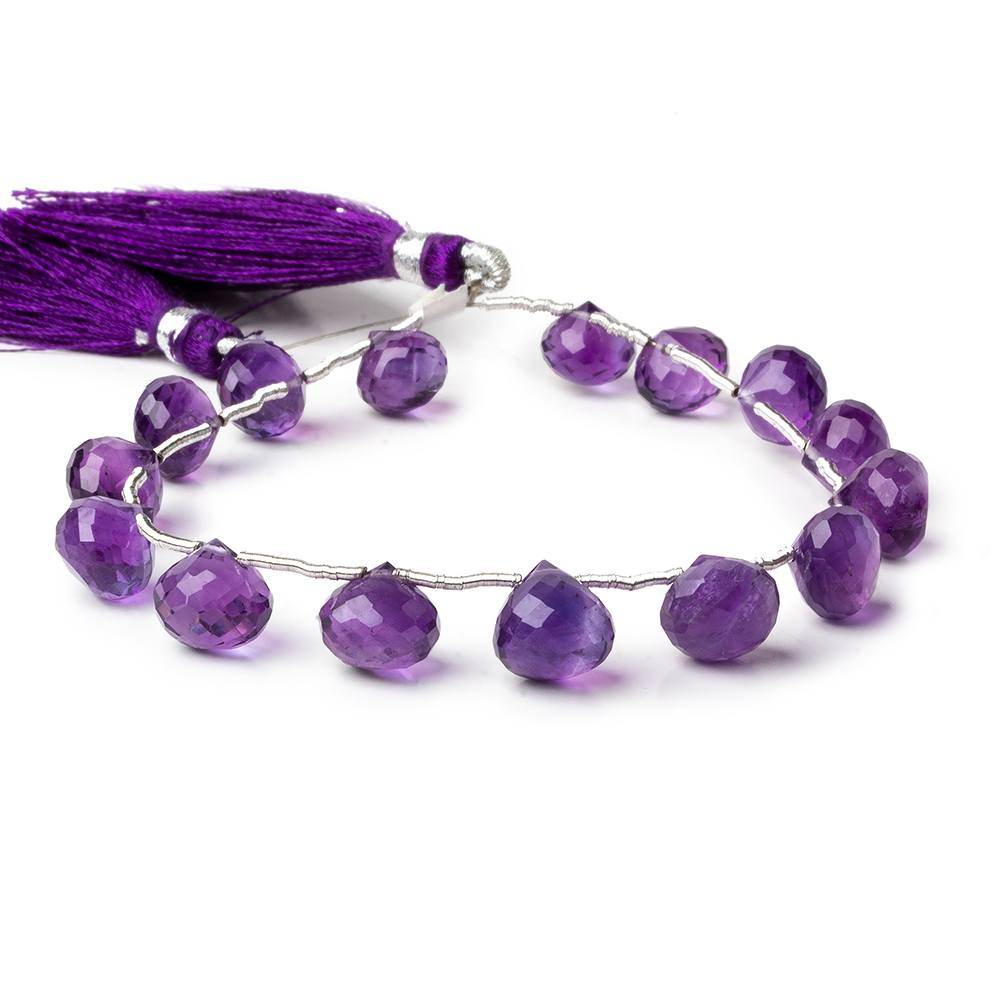 7mm Amethyst Faceted Candy Kiss Beads 7.5 inch 15 pieces