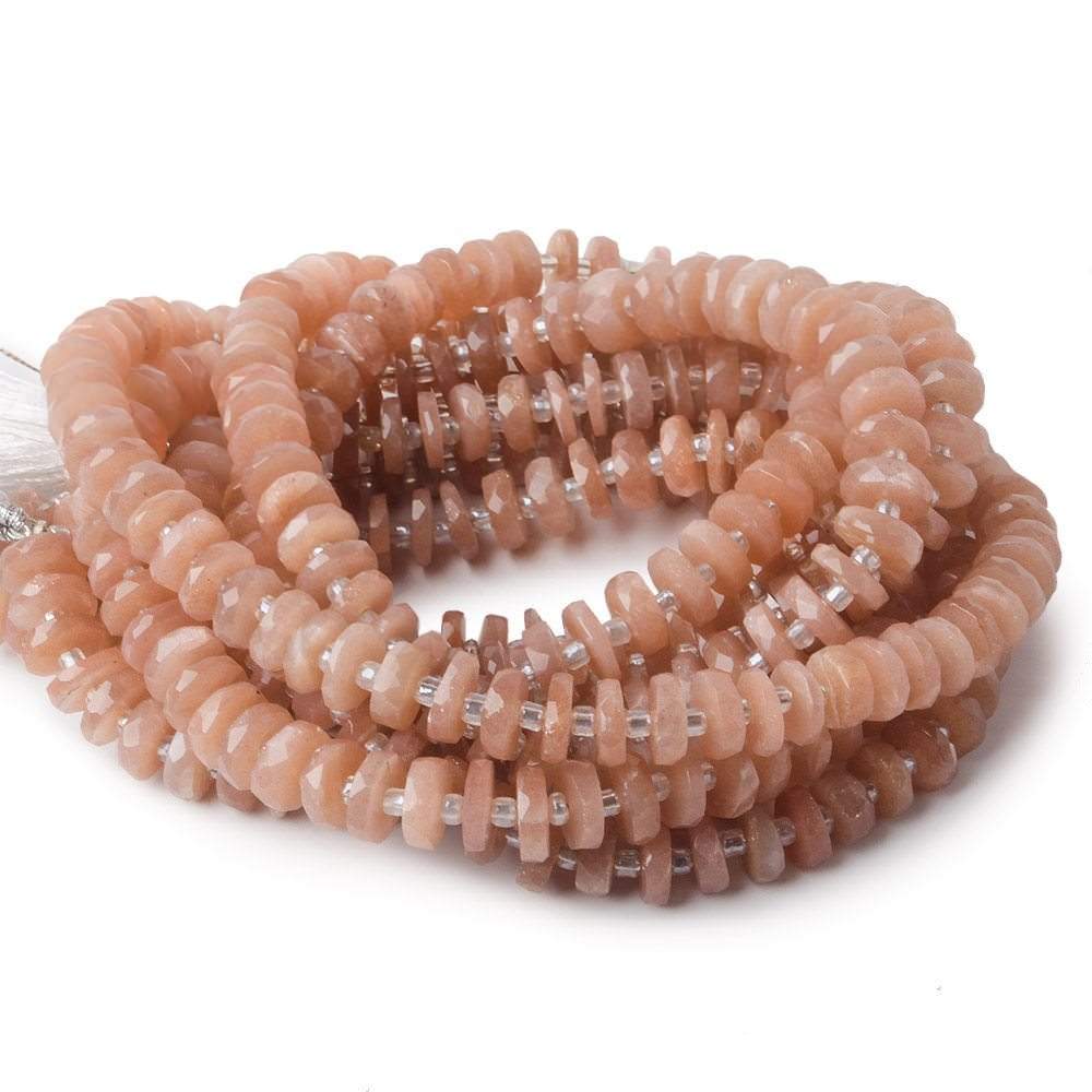 6.5mm Angel Skin Peach Moonstone faceted heishi beads 16 inch 100 pieces
