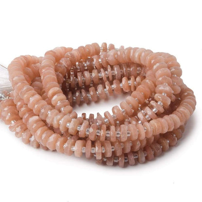 6.5mm Angel Skin Peach Moonstone faceted heishi beads 16 inch 100 pieces