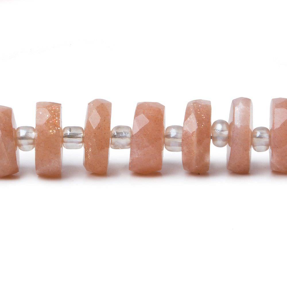 6.5mm Angel Skin Peach Moonstone faceted heishi beads 16 inch 100 pieces