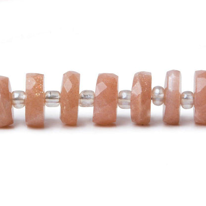 6.5mm Angel Skin Peach Moonstone faceted heishi beads 16 inch 100 pieces