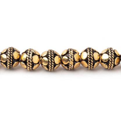 7mm Antiqued 22kt Plated Copper Bali Design Round 8 inch 33 beads