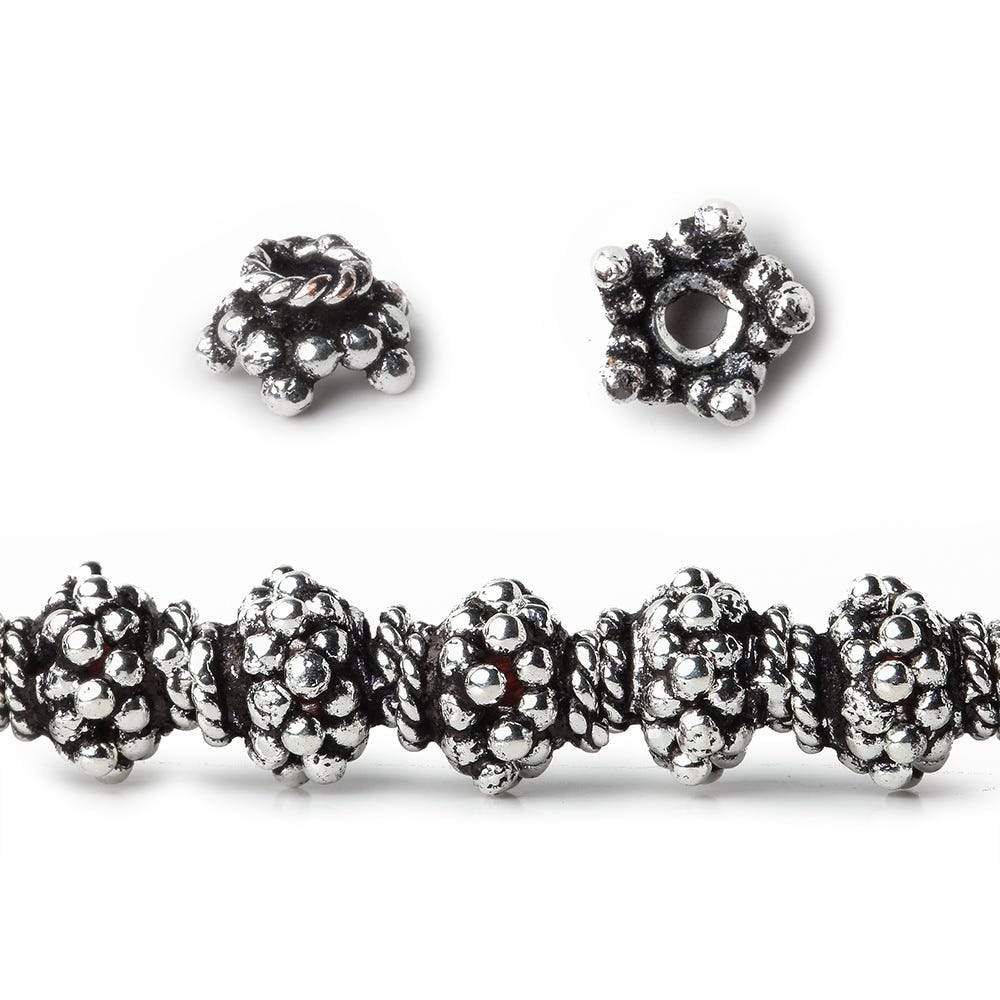7mm Antiqued Sterling Silver Plated Copper Bead Cap Bali Style 8 inch 64 beads
