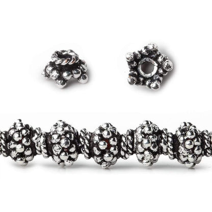 7mm Antiqued Sterling Silver Plated Copper Bead Cap Bali Style 8 inch 64 beads