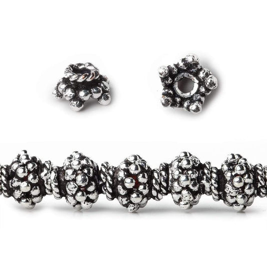 7mm Antiqued Sterling Silver Plated Copper Bead Cap Bali Style 8 inch 64 beads