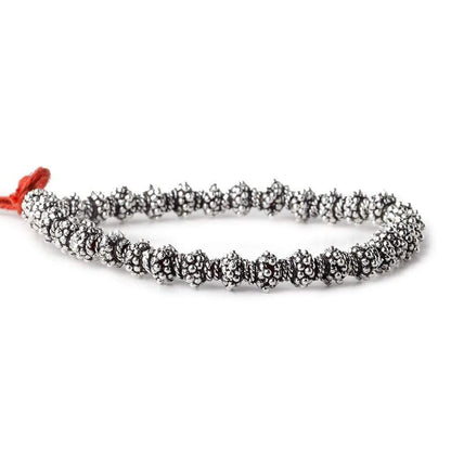 7mm Antiqued Sterling Silver Plated Copper Bead Cap Bali Style 8 inch 64 beads