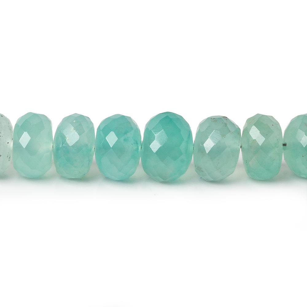 7mm Aqua Green Chalcedony faceted rondelles 18 inches 100 beads AAA