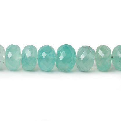 7mm Aqua Green Chalcedony faceted rondelles 18 inches 100 beads AAA
