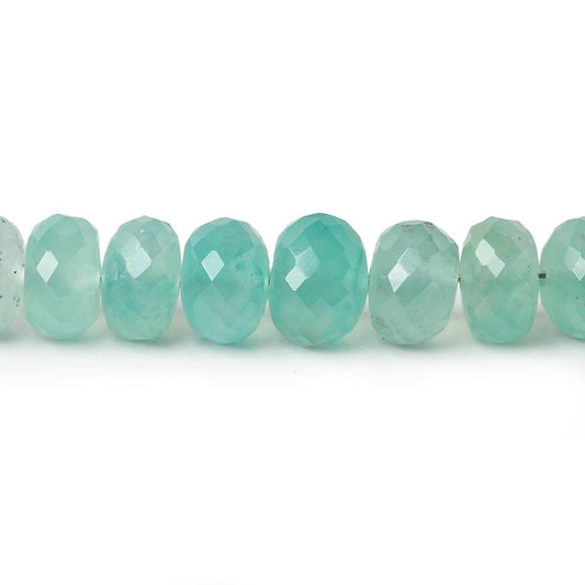 7mm Aqua Green Chalcedony faceted rondelles 18 inches 100 beads AAA