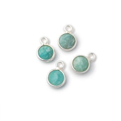 7mm Bezel Set Amazonite Faceted Coin Set of 4 Pendants