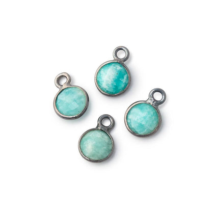 7mm Bezel Set Amazonite Faceted Coin Set of 4 Pendants
