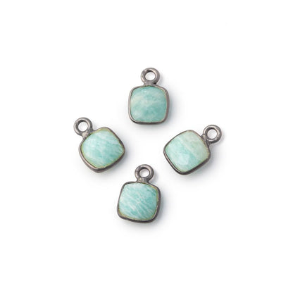 7mm Bezel Set Amazonite Faceted Cushion Set of 4 Pendants