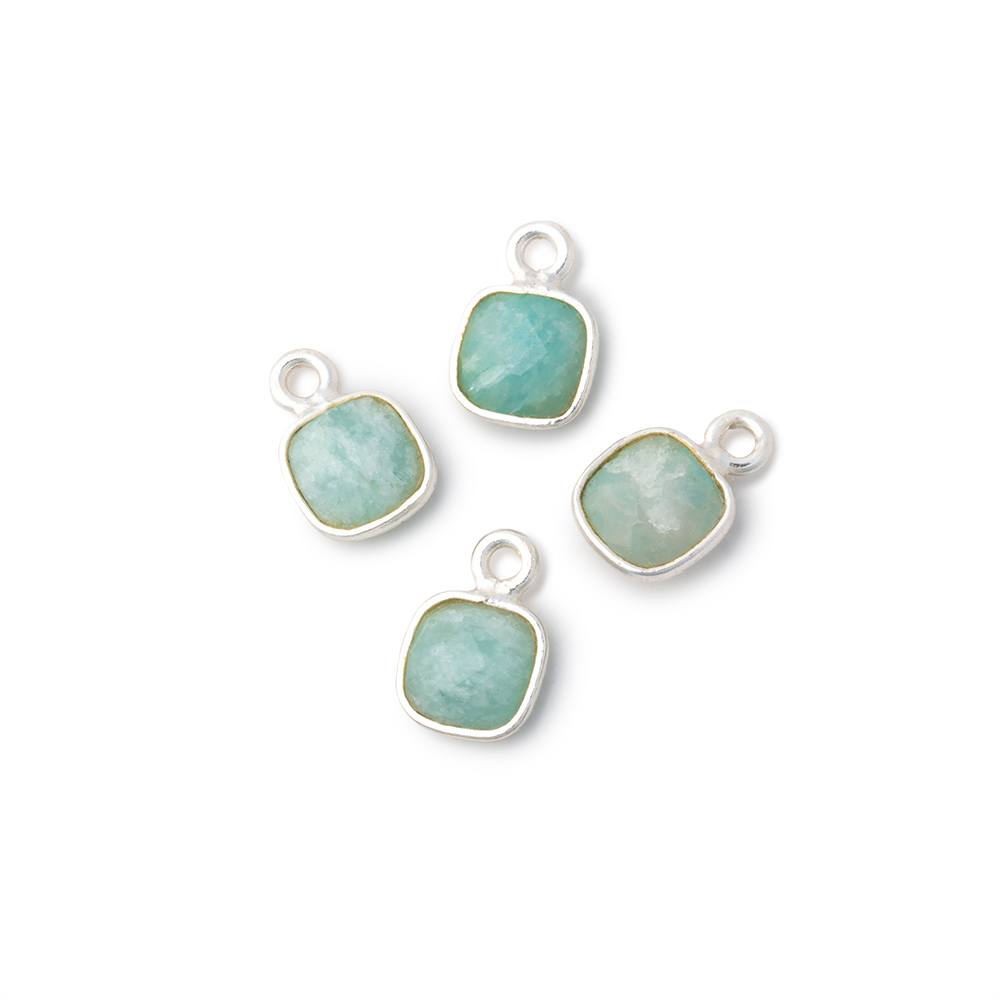 7mm Bezel Set Amazonite Faceted Cushion Set of 4 Pendants