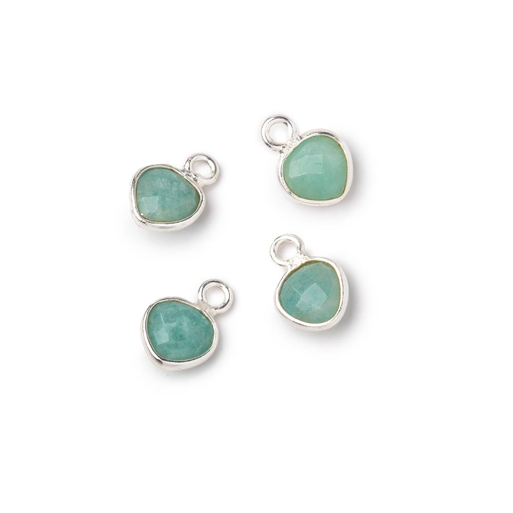 7mm Bezel Set Amazonite Faceted Heart Set of 4 Pendants