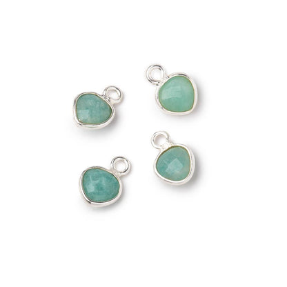 7mm Bezel Set Amazonite Faceted Heart Set of 4 Pendants