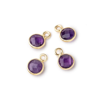 7mm Bezel Set Amethyst Faceted Coin Set of 4 Pendants