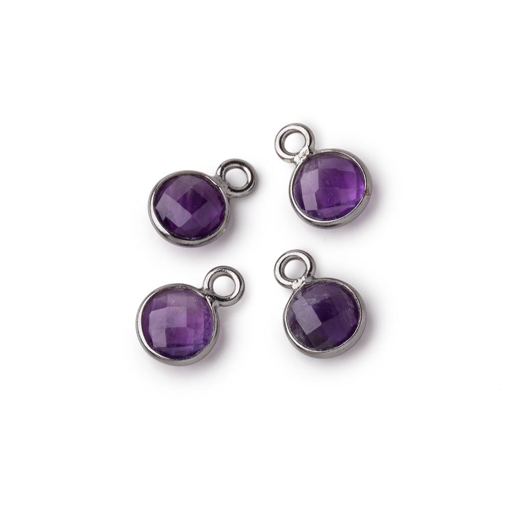 7mm Bezel Set Amethyst Faceted Coin Set of 4 Pendants