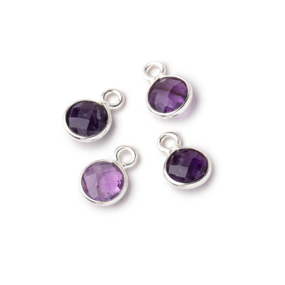 7mm Bezel Set Amethyst Faceted Coin Set of 4 Pendants