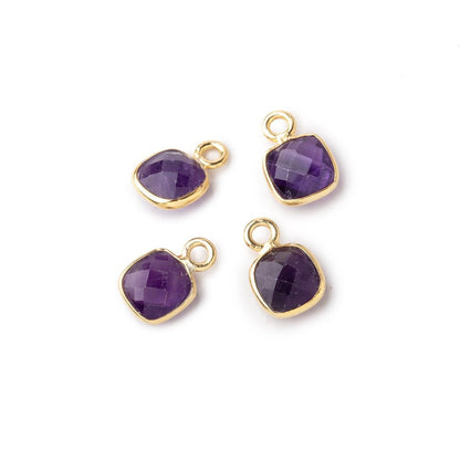 7mm Bezel Set Amethyst Faceted Cushion Set of 4 Pendants