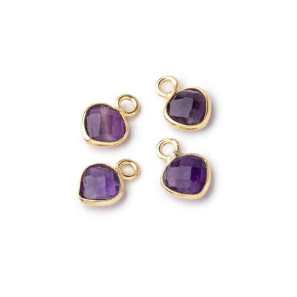 7mm Bezel Set Amethyst Faceted Heart Set of 4 Pendants