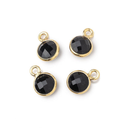 7mm Bezel Set Black Onyx Faceted Coin Set of 4 Pendants