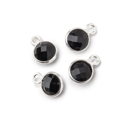 7mm Bezel Set Black Onyx Faceted Coin Set of 4 Pendants